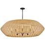 6_Lisa McDennon Luca 60"W Black w/ Woven Drum Shade Chandelier more views