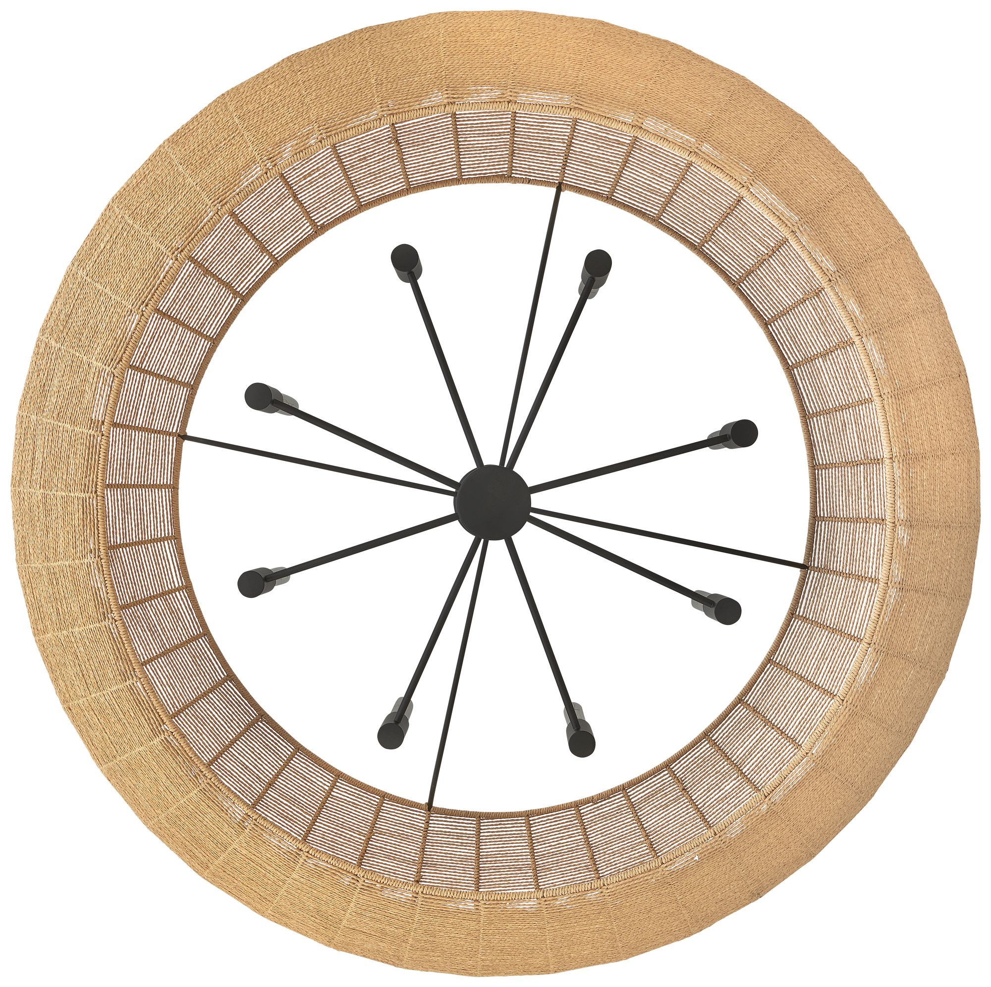 Lisa McDennon Luca 60"W Black w/ Woven Drum Shade Chandelier