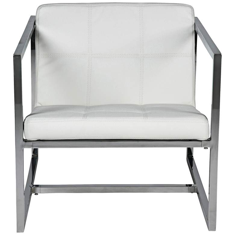 Image 1 Lisa White Faux Leather and Chrome Armchair