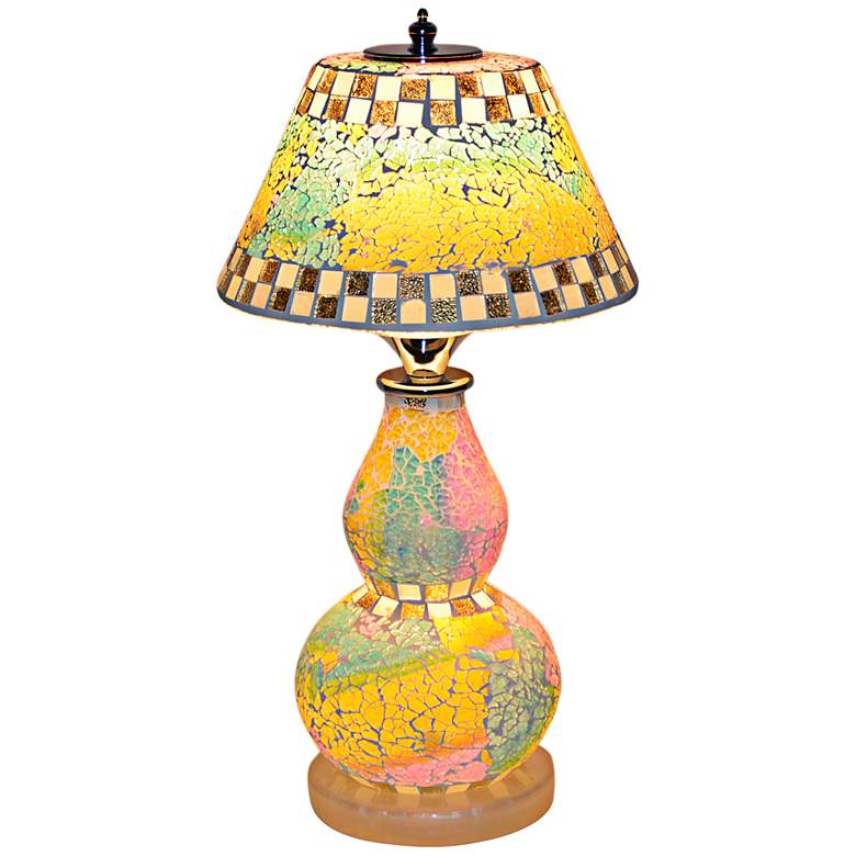 Image 1 Lisle Hand-Crafted Pink and Green Glass Table Lamp