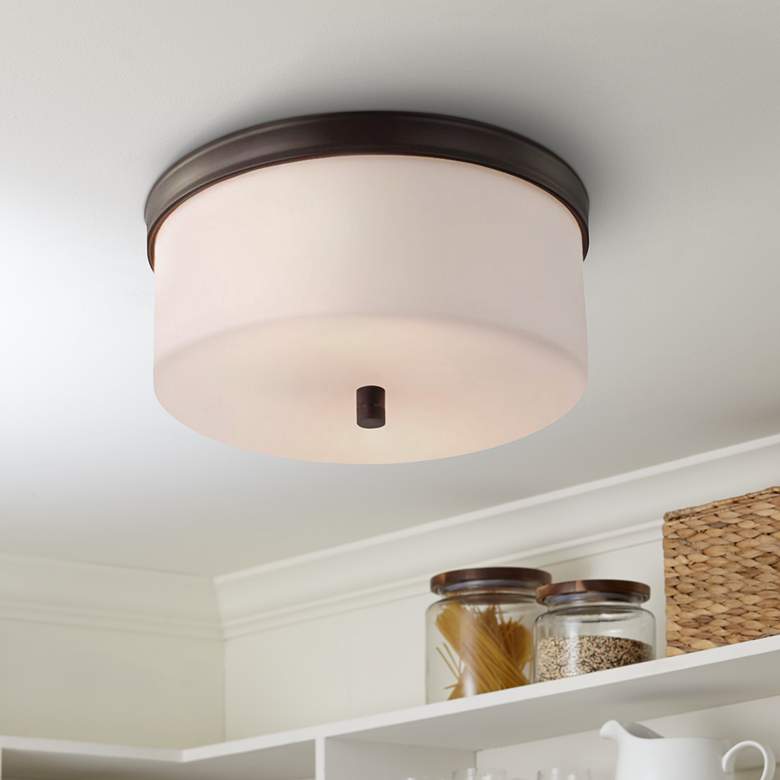Image 1 Lismore 13 1/4" Wide Rubbed Bronze Ceiling Light