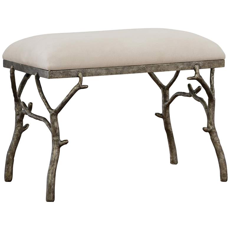 Image 2 Lismore 24 inch Wide Antique Silver Molded Branch Accent Bench