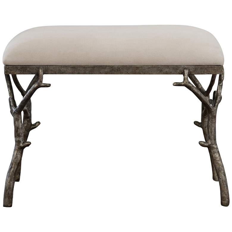 Image 3 Lismore 24" Wide Antique Silver Molded Branch Accent Bench more views