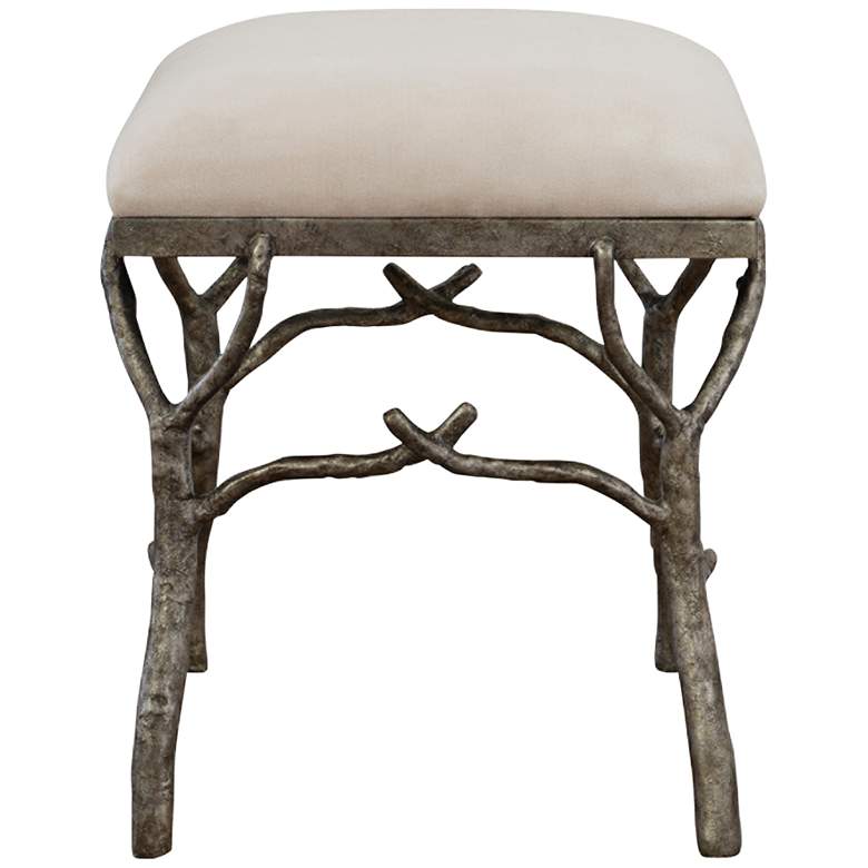 Image 4 Lismore 24" Wide Antique Silver Molded Branch Accent Bench more views
