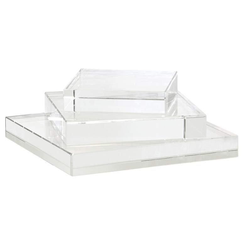 Image 2 Lismore Crystal Trays Risers Set Of 3 Clear more views