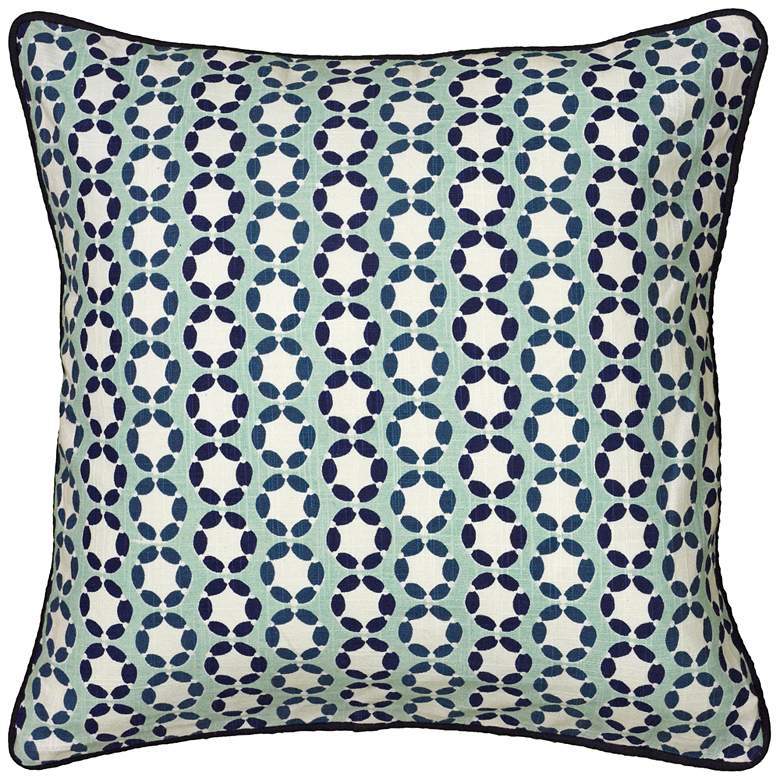 Image 1 Lissie Blue Printed Cording Details 18 inch Square Throw Pillow