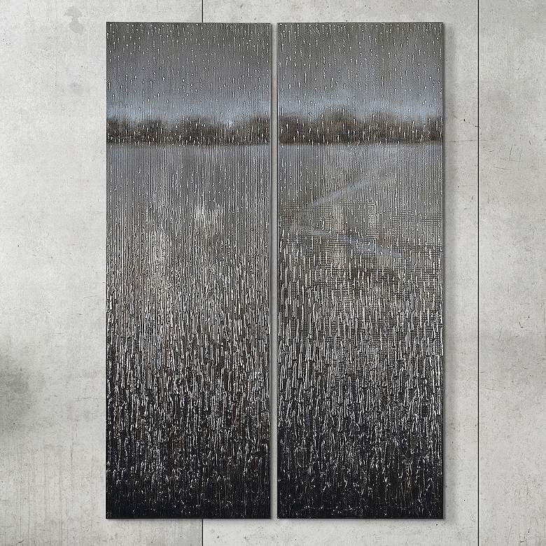 Image 2 Listlessness 60" High Metallic 2-Piece Canvas Wall Art Set