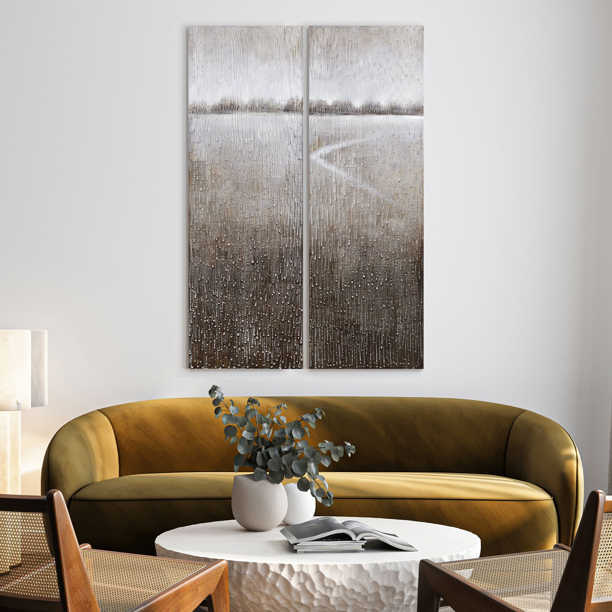 Image 6 Listlessness 60" High Metallic 2-Piece Canvas Wall Art Set more views