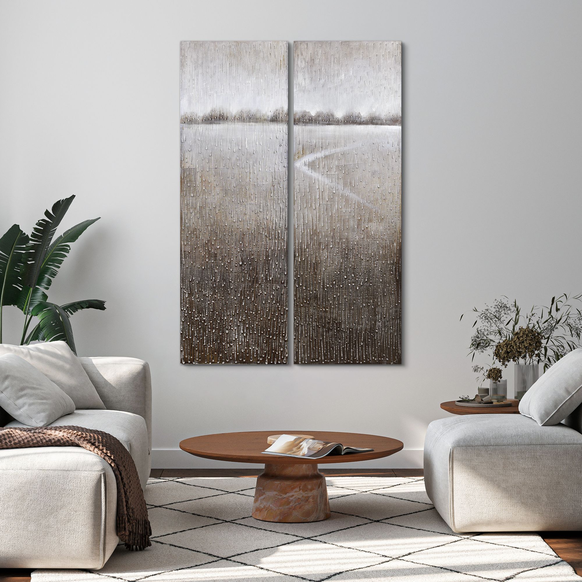 Image 7 Listlessness 60" High Metallic 2-Piece Canvas Wall Art Set more views