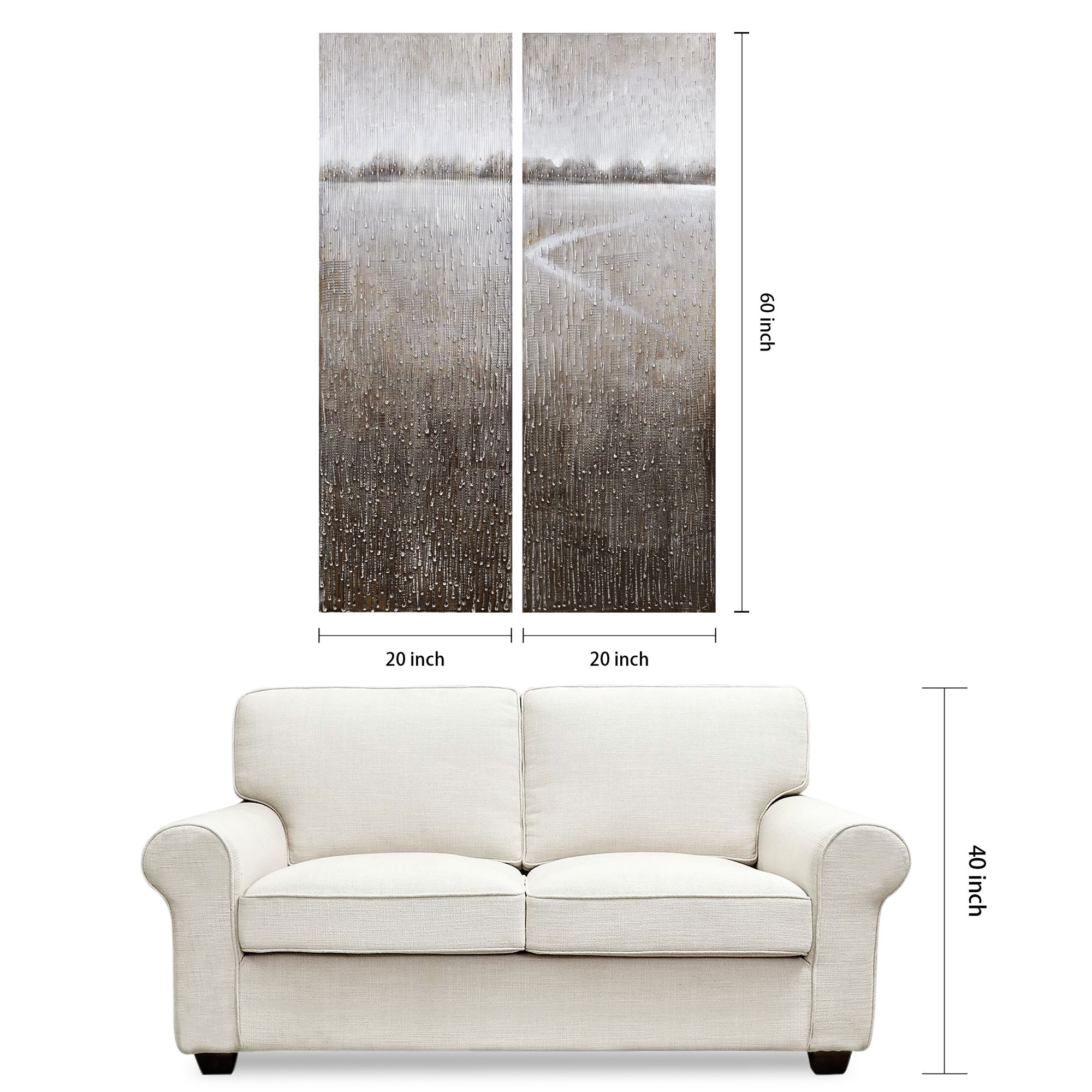 Listlessness 60" High Metallic 2-Piece Canvas Wall Art Set in scene