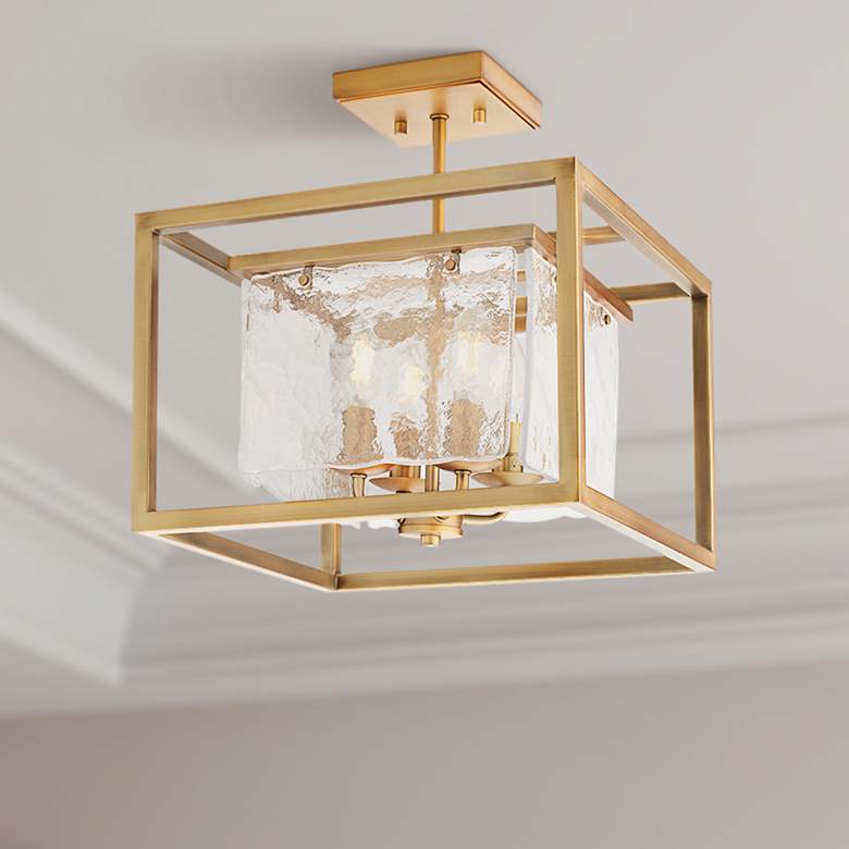 Image 1 Liston 14 inch Wide Soft Gold Iced Glass 4-Light Ceiling Light