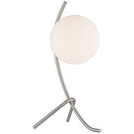 Image2 of Lite Sourc Lancy 18 1/2" Nickel and Glass Modern Tripod Table Lamp