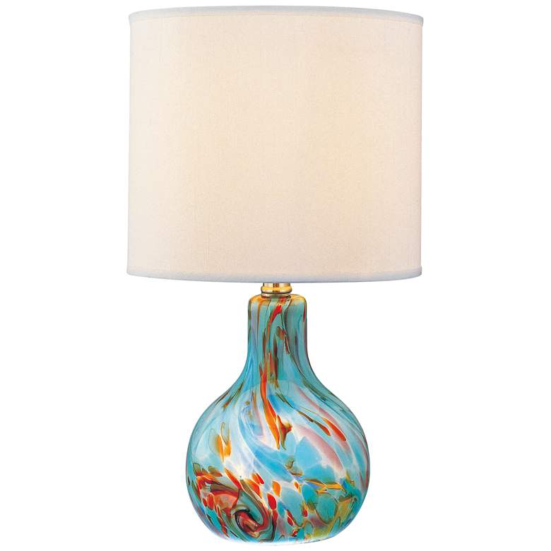 Image 2 Lite Source 14 1/2" High Pepita Aqua Glass Night Light Table Lamp