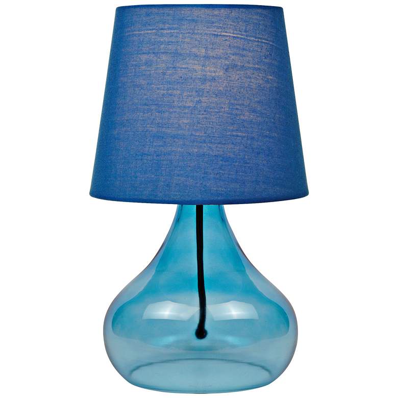 Image 1 Lite Source 14 inchH Blue Glass Jar Accent Table Lamp