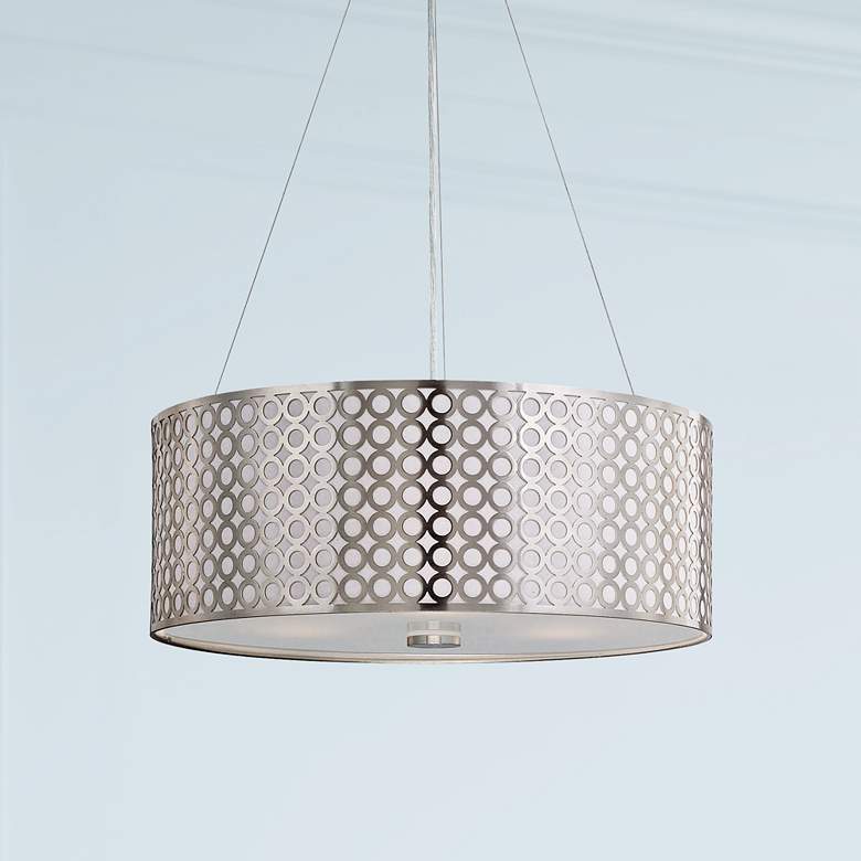 Image 1 Lite Source 20 inch Wide 3-Light Polished Steel Pendant Light