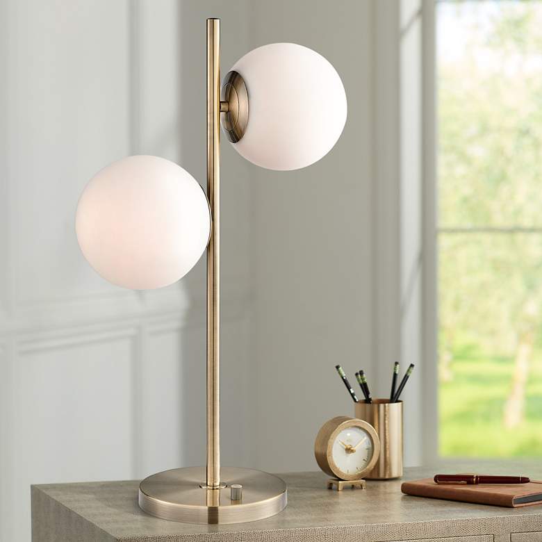 Image 1 Lite Source 26 inch High Lencho Gold Metal 2-Light Modern Table Lamp