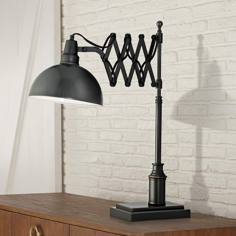 Image 1 Lite Source Armstrong Accordion Arm Bronze Desk Lamp