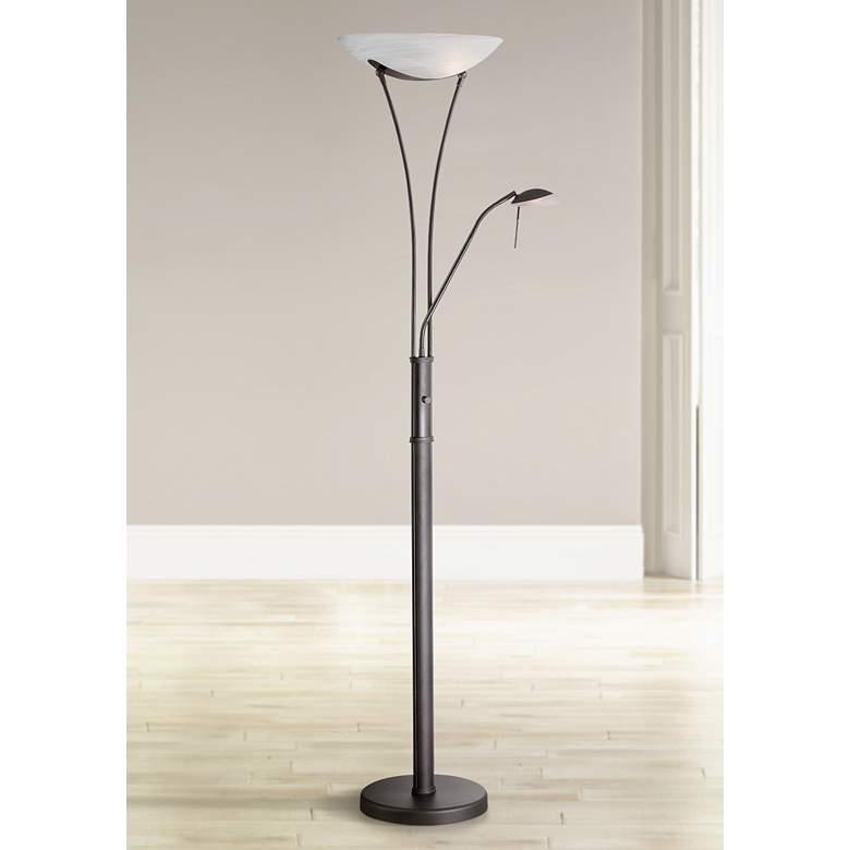 Image 1 Lite Source Avington 70 1/2" Black Reading Light Torchiere Lamp
