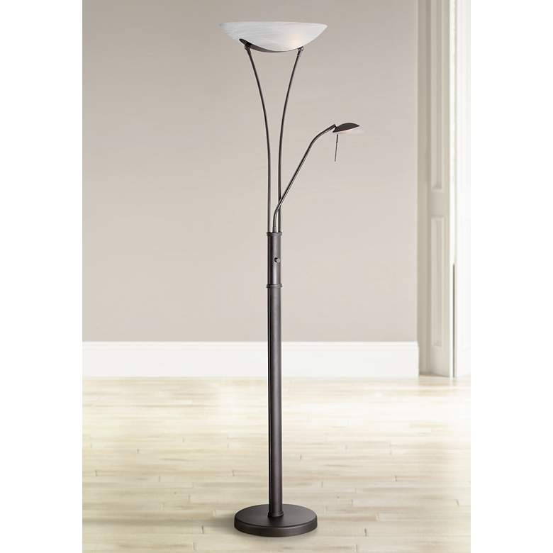 Image 1 Lite Source Avington 70 1/2 inch Black Reading Light Torchiere Lamp