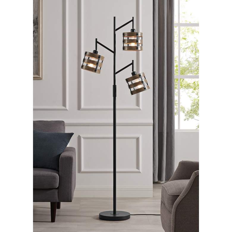 Image 1 Lite Source Balta 71" High Modern Black 3-Light Tree Floor Lamp