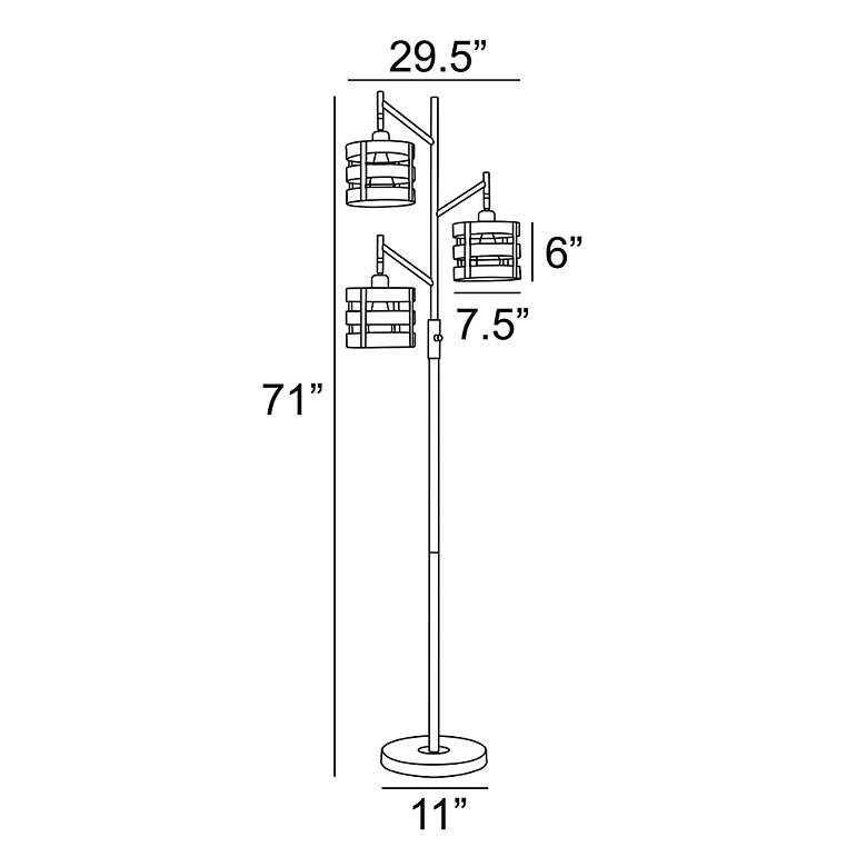Image 5 Lite Source Balta 71" High Modern Black 3-Light Tree Floor Lamp more views