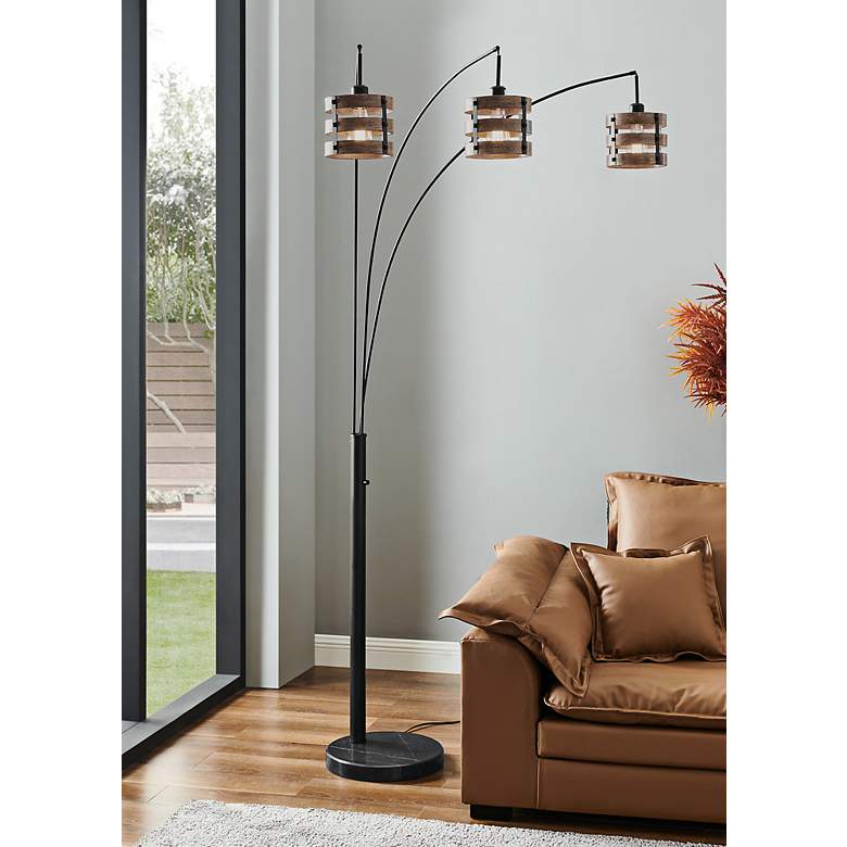 Image 1 Lite Source Balta 88" High Black 3-Light Arc Floor Lamp