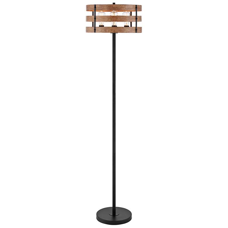 Image 2 Lite Source Balta Black and Brown Wood Floor Lamp
