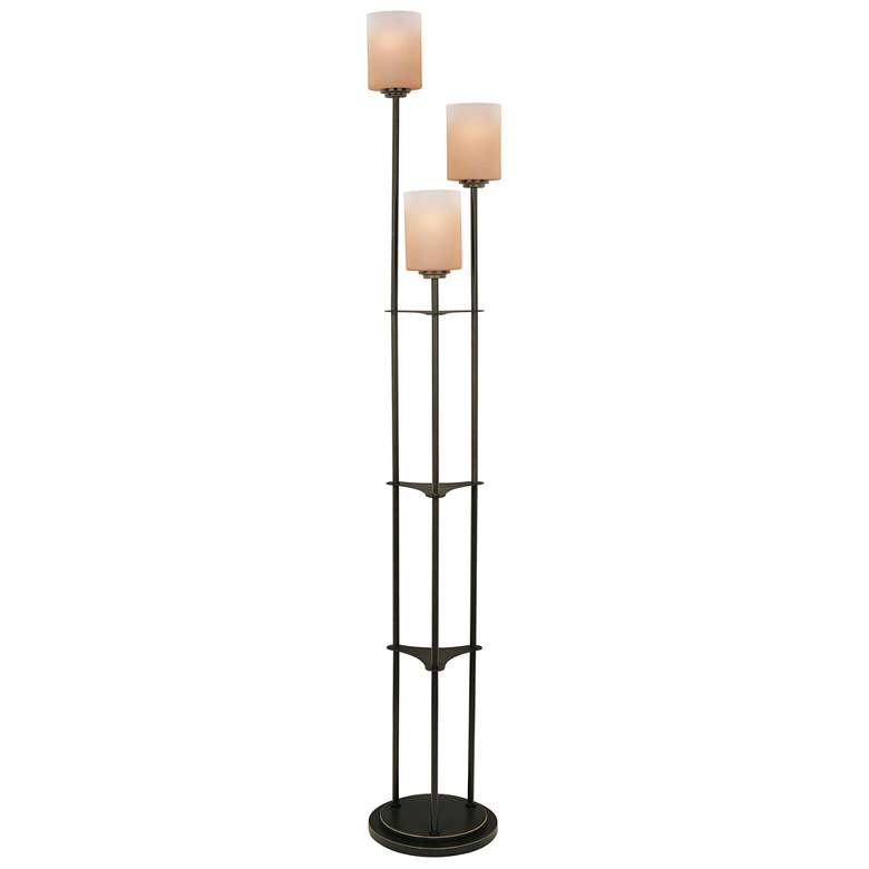 Image 1 Lite Source Bess 3-lite Floor Lamp Dark Bronze W/amber Glass finish
