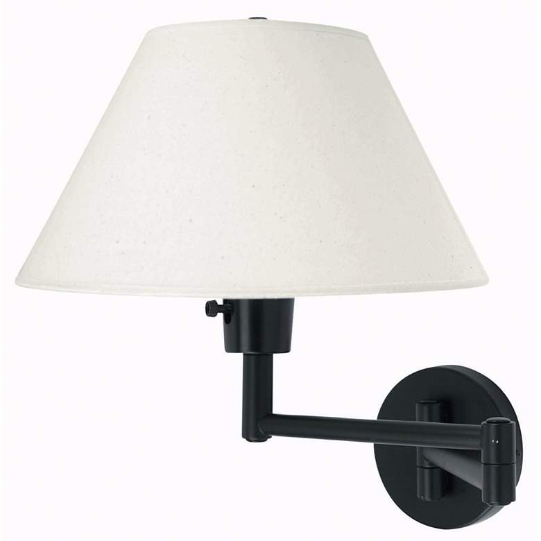 Image 1 Lite Source Black Empire Shade Plug-In Swing Arm Wall Lamp