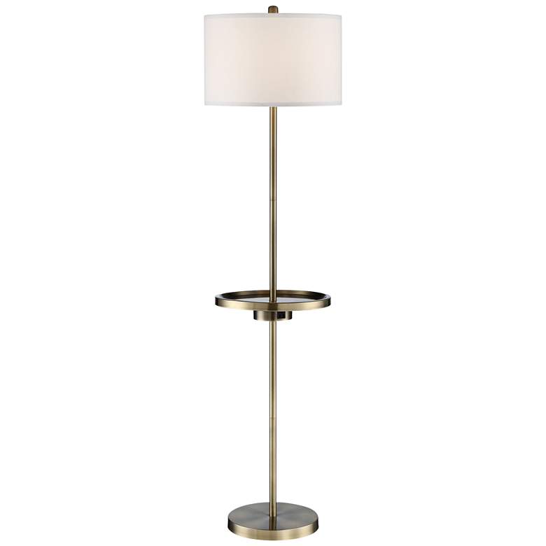 Image 2 Lite Source Brass 62 inch Outlet and USB Floor Lamp with Tray Table
