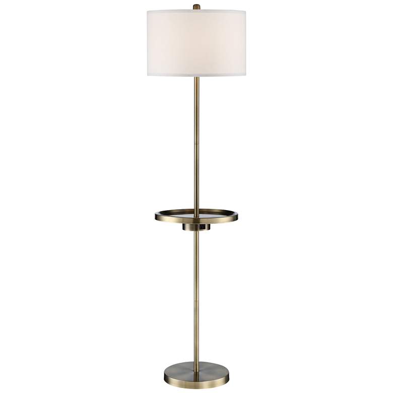 Image 2 Lite Source Brass 62" Outlet and USB Floor Lamp with Tray Table