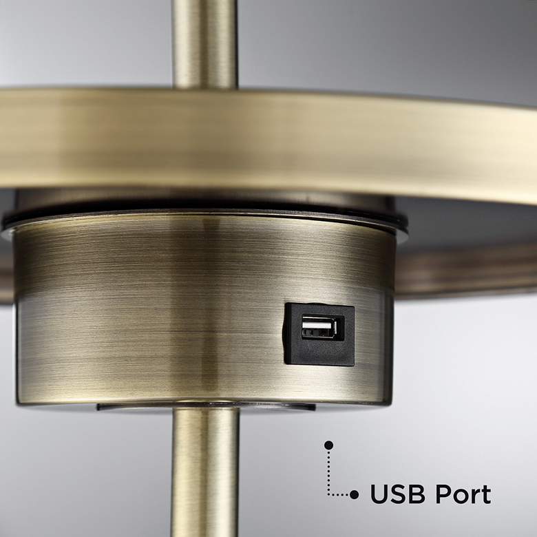 Image 3 Lite Source Brass 62" Outlet and USB Floor Lamp with Tray Table more views