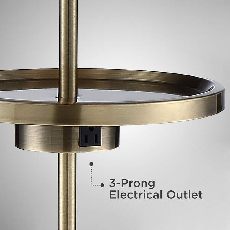 Image 4 Lite Source Brass 62" Outlet and USB Floor Lamp with Tray Table more views