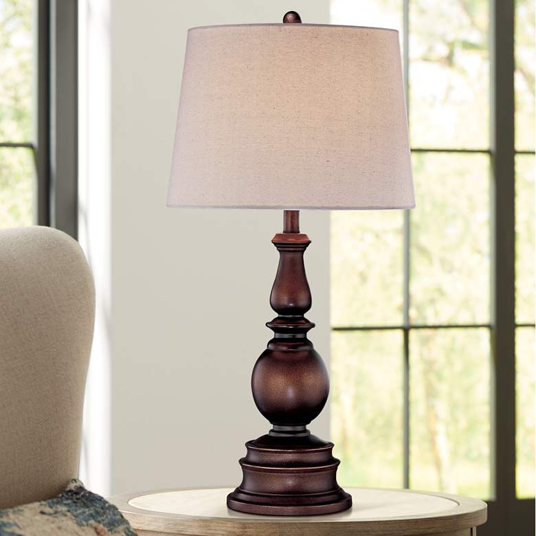 Image 1 Lite Source Bronze Traditional Turned Table Lamp