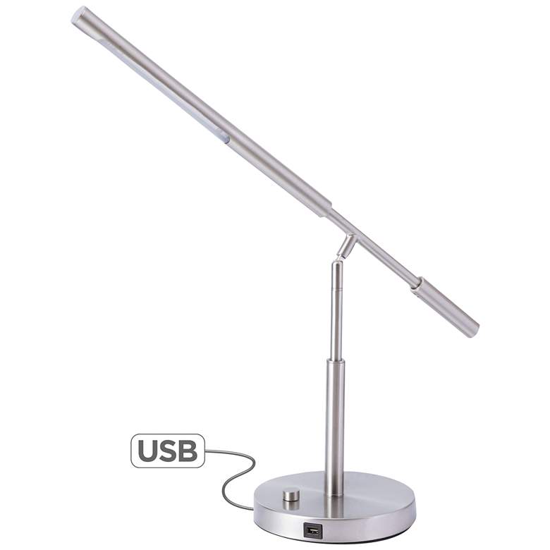 Image 1 Lite Source Cayden-III 27 1/2" Brushed Nickel Modern USB LED Desk Lamp