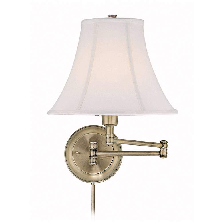Image 1 Lite Source Charleston Brass Plug-In Swing Arm Wall Lamp