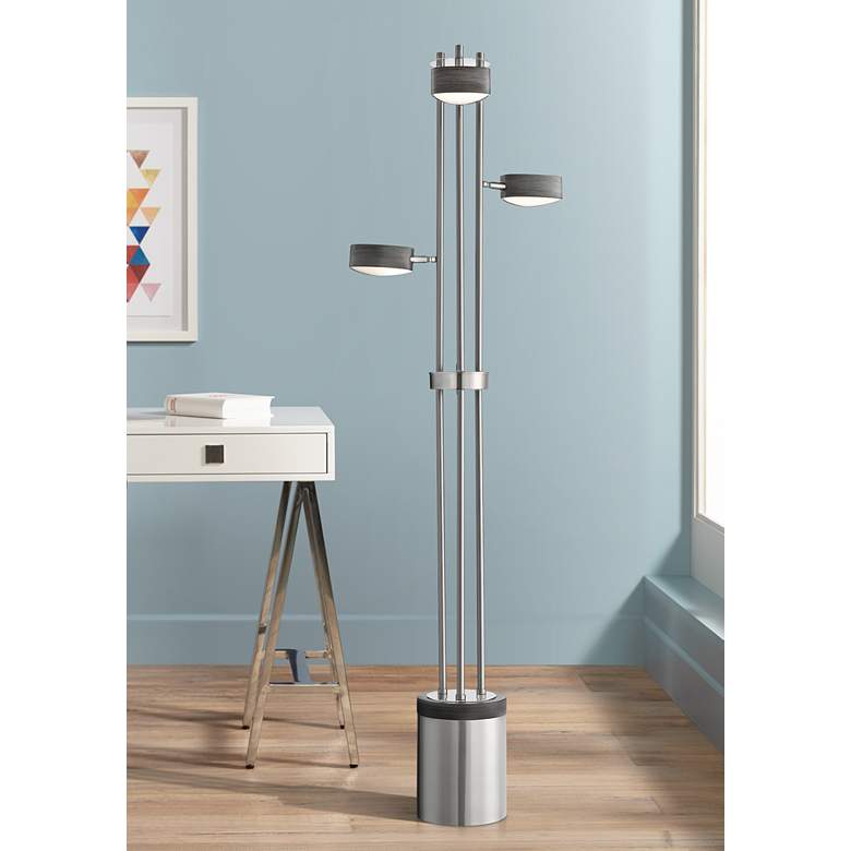 Image 1 Lite Source Charlyne Brushed Nickel 3-Light LED Floor Lamp