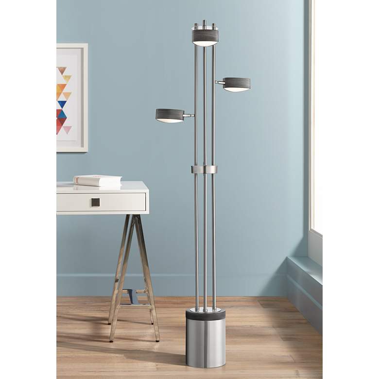 Image 1 Lite Source Charlyne Brushed Nickel 3-Light LED Floor Lamp