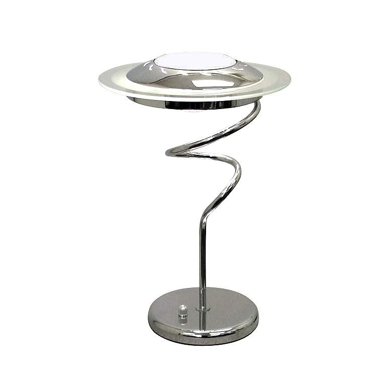 Image 1 Lite Source Chrome Twist With Frosted Glass Shade Desk Lamp