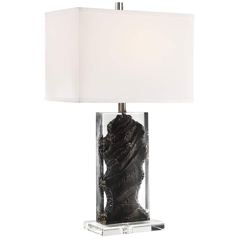 Image 1 Lite Source Cleon Marbleized Black Lucite Table Lamp