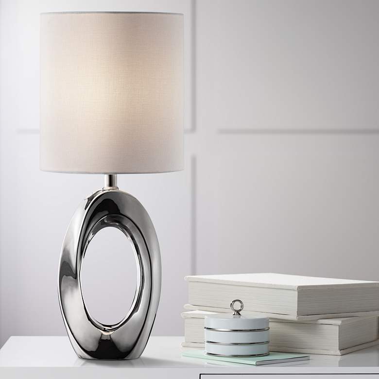 Image 1 Lite Source Clover Chrome Ceramic Accent Table Lamp