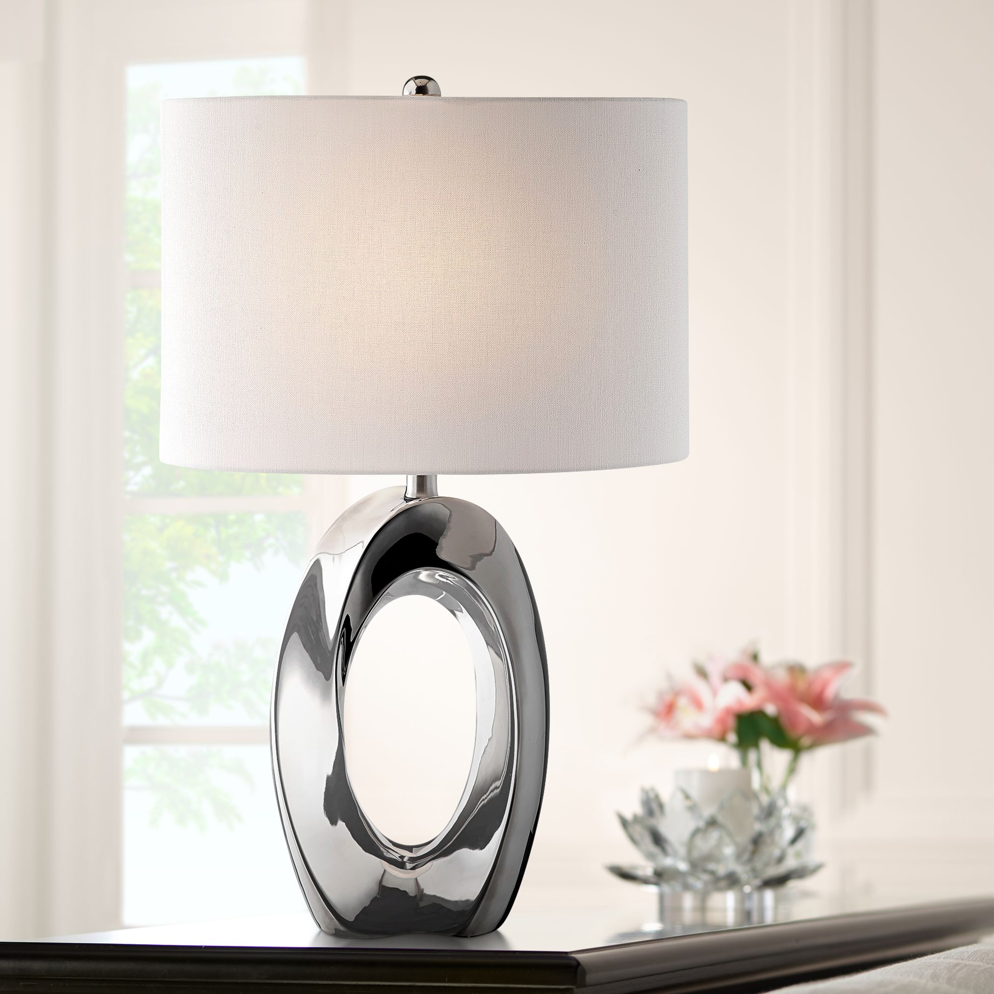 Lite Source Clover Chrome Ceramic Table Lamp 42C97 Lamps Plus