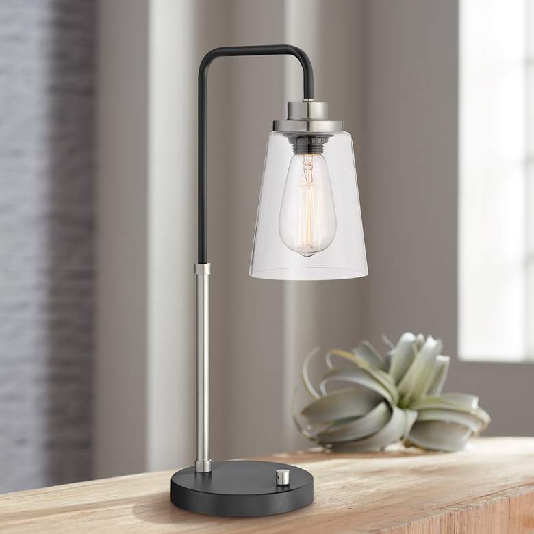 Image 1 Lite Source Colinton 20" Glass and Brushed Nickel Metal Desk Lamp