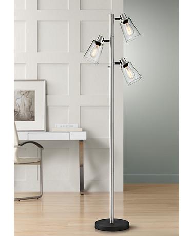 Lite Source Colinton 67 1/2" Brushed Nickel 3-Light Metal Floor Lamp