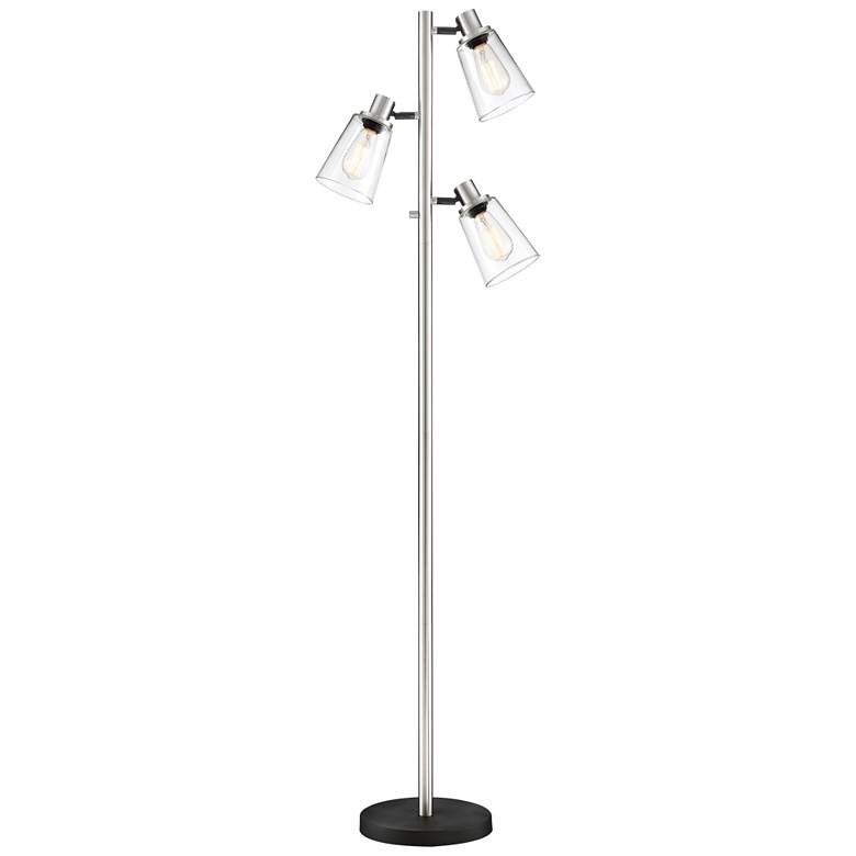 Image 2 Lite Source Colinton 67 1/2 inch Brushed Nickel 3-Light Metal Floor Lamp