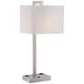 Lite Source Contento 27" Modern Polished Steel Table Lamp with Outlets