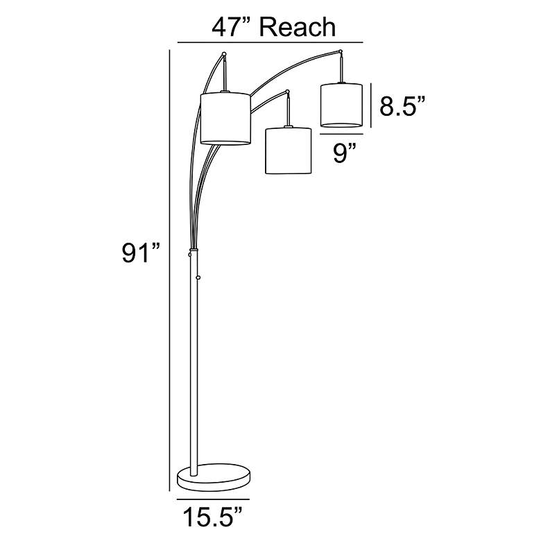 Image 4 Lite Source Cora 91" High 3-Light Brushed Gold Large Arc Floor Lamp more views