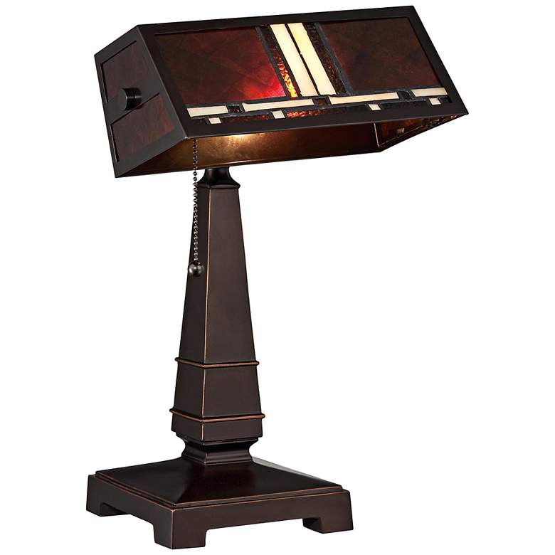 Image 1 Lite Source Crimson Tiffany Style Banker Desk Lamp