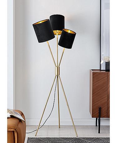 Lite Source Crisanta 61" 3-Light Black Shade Modern Tripod Lamp