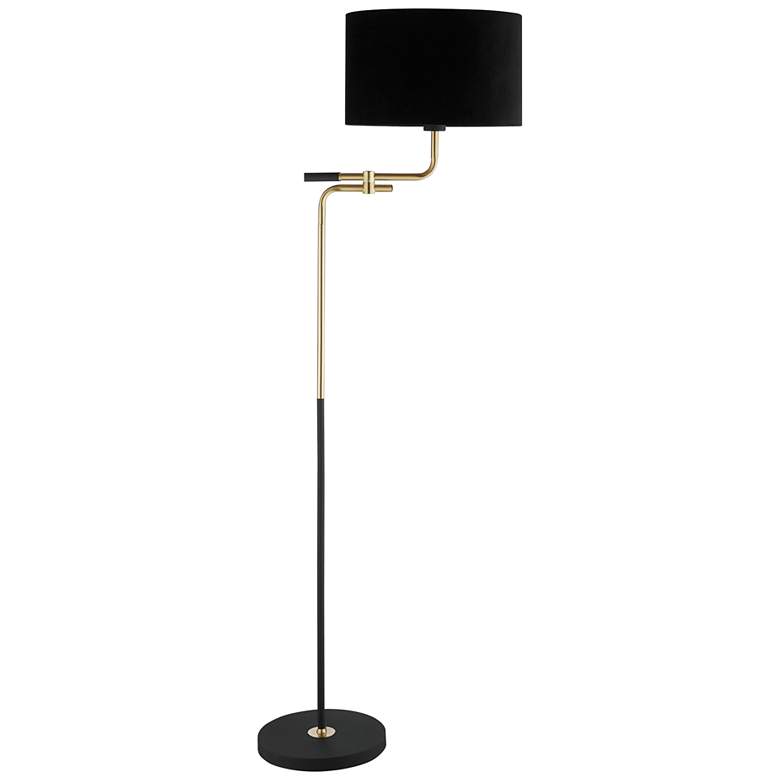 Image 2 Lite Source Crisanta Black and Antique Brass Offset Arm Modern Floor Lamp